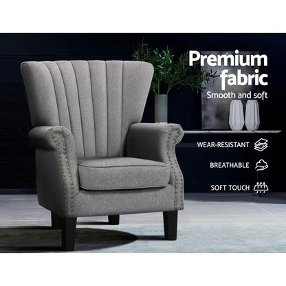 Artiss Armchair Wingback Grey Andrew UPHO-C-EMPO-GY