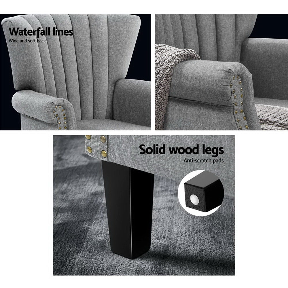 Artiss Armchair Wingback Grey Andrew UPHO-C-EMPO-GY