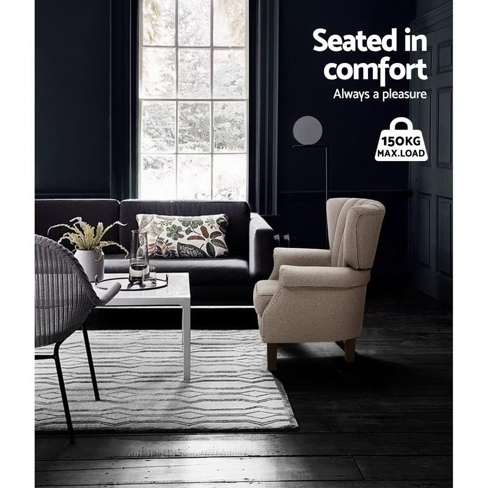 Artiss Armchair Wingback Beige Andrew UPHO-C-EMPO-TA