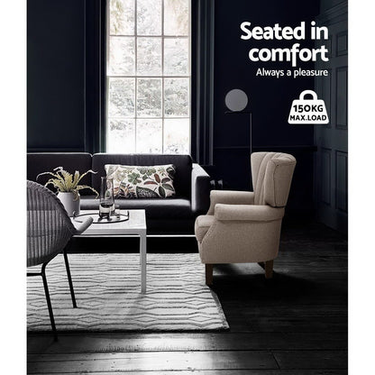 Artiss Armchair Wingback Beige Andrew UPHO-C-EMPO-TA