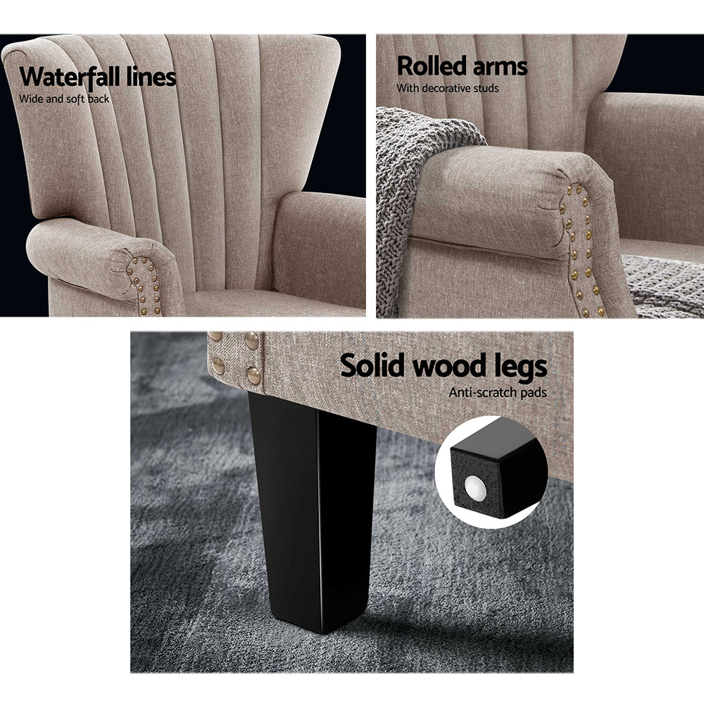 Artiss Armchair Wingback Beige Andrew UPHO-C-EMPO-TA