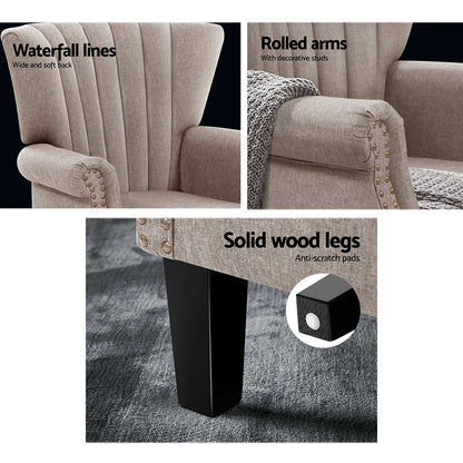 Artiss Armchair Wingback Beige Andrew UPHO-C-EMPO-TA