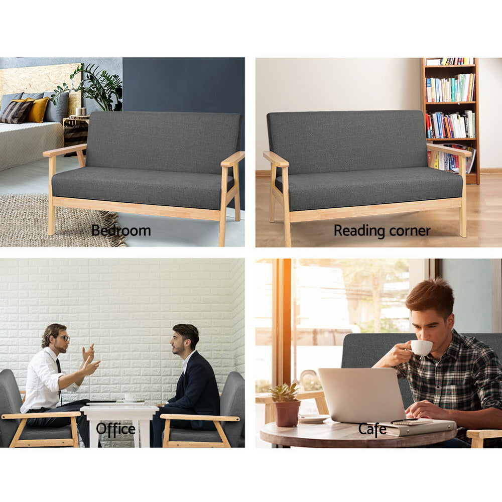 Artiss 2-Seater Sofa Armchair Skane UPHO-C-SOFA-8033-2S-GY