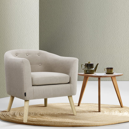 Artiss Armchair Tub Chair Beige Adora UPHO-D-ARM02-BG