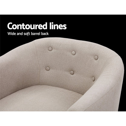 Artiss Armchair Tub Chair Beige Adora UPHO-D-ARM02-BG