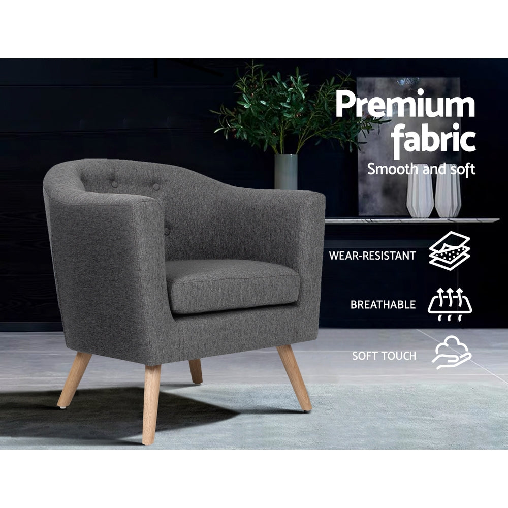 Artiss Armchair Tub Chair Grey Adora UPHO-D-ARM02-GY