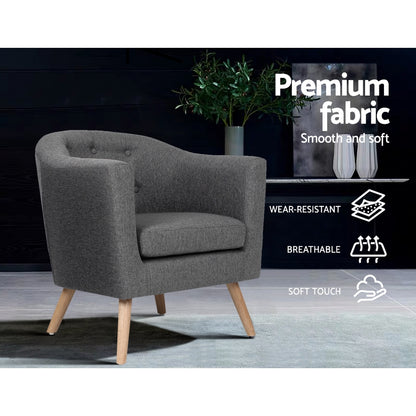 Artiss Armchair Tub Chair Grey Adora UPHO-D-ARM02-GY