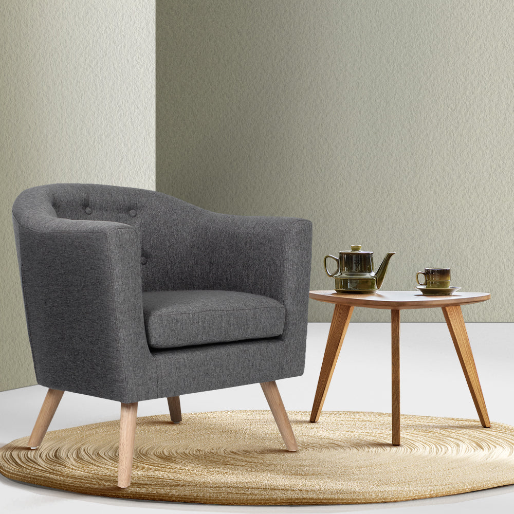 Artiss Armchair Tub Chair Grey Adora UPHO-D-ARM02-GY