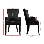Artiss Dining Chair Velvet French Provincial Armchair Black UPHO-D-DIN116-VEL-BK