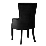 Artiss Dining Chair Velvet French Provincial Armchair Black UPHO-D-DIN116-VEL-BK