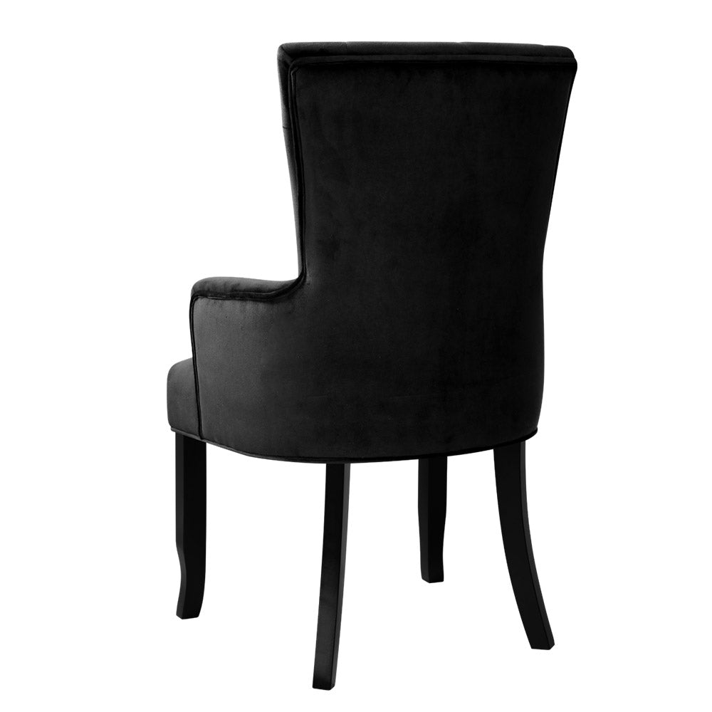 Artiss Dining Chair Velvet French Provincial Armchair Black UPHO-D-DIN116-VEL-BK