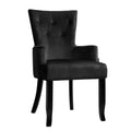 Artiss Dining Chair Velvet French Provincial Armchair Black UPHO-D-DIN116-VEL-BK