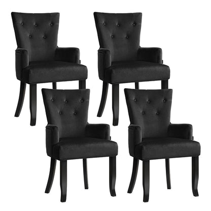 4x Artiss Dining Chairs Velvet French Provincial Armchair Black UPHO-D-DIN116-VEL-BKX4
