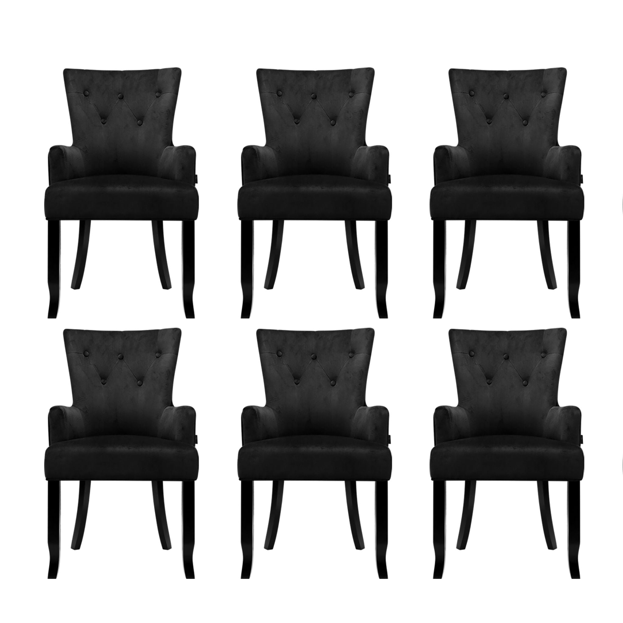 6x Artiss Dining Chairs Velvet French Provincial Armchair Black UPHO-D-DIN116-VEL-BKX6