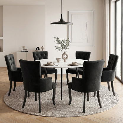 6x Artiss Dining Chairs Velvet French Provincial Armchair Black UPHO-D-DIN116-VEL-BKX6