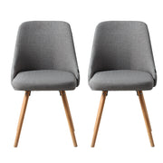Artiss Dining Chairs Set of 2 Fabric Wooden Grey UPHO-D-DIN203A-GYX2