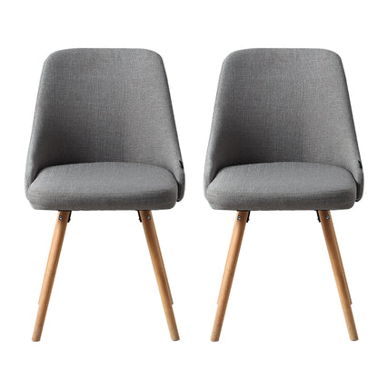 Artiss Dining Chairs Set of 2 Fabric Wooden Grey UPHO-D-DIN203A-GYX2