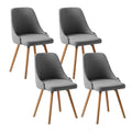 Artiss Dining Chairs Set of 4 Fabric Wooden Grey UPHO-D-DIN203A-GYX4