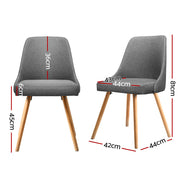Artiss Dining Chairs Set of 4 Fabric Wooden Grey UPHO-D-DIN203A-GYX4