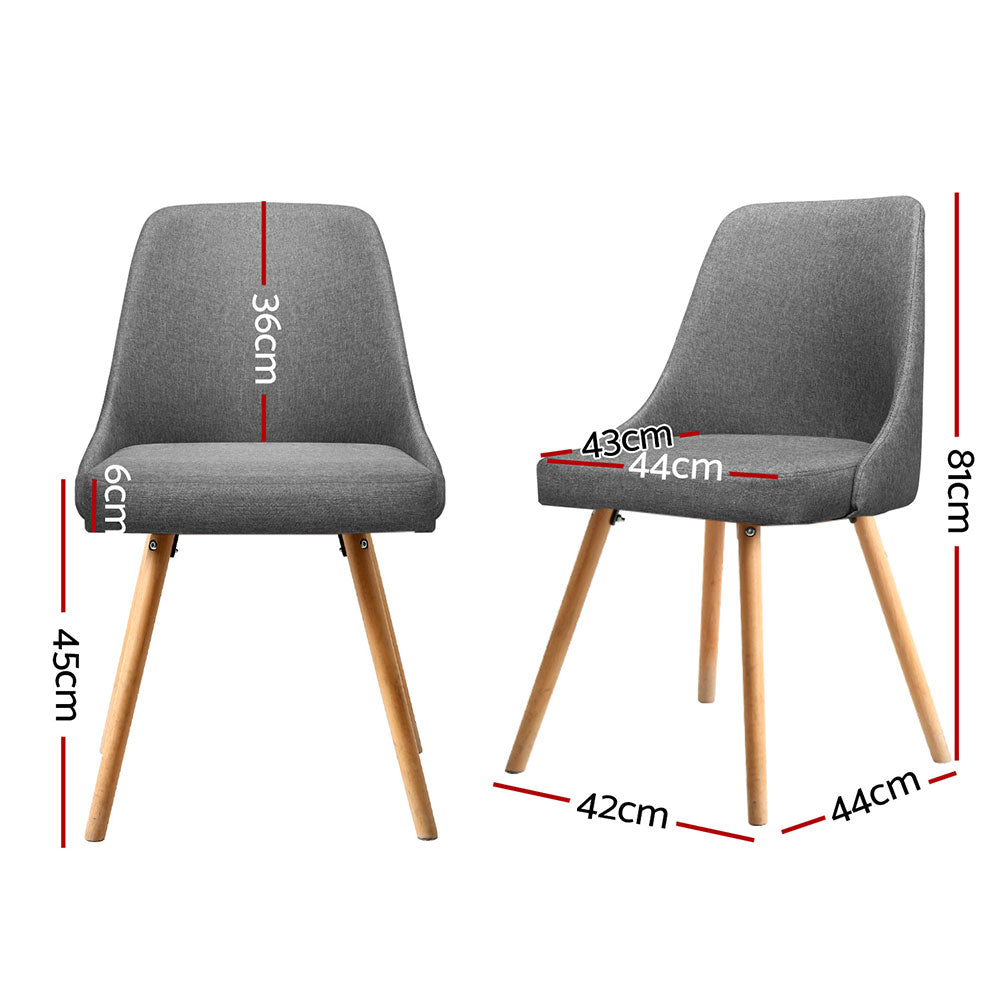 Artiss Dining Chairs Set of 4 Fabric Wooden Grey UPHO-D-DIN203A-GYX4