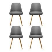 Artiss Dining Chairs Set of 4 Fabric Wooden Grey UPHO-D-DIN203A-GYX4