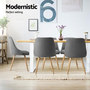 Artiss Dining Chairs Set of 4 Fabric Wooden Grey UPHO-D-DIN203A-GYX4