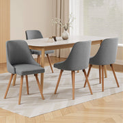 Artiss Dining Chairs Set of 4 Fabric Wooden Grey UPHO-D-DIN203A-GYX4