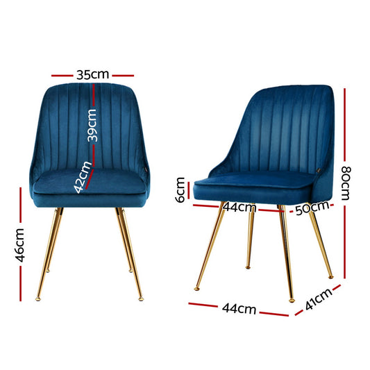 Artiss Dining Chairs Set of 4 Velvet Channel Tufted Blue UPHO-D-DIN203C-VEL-BLX4