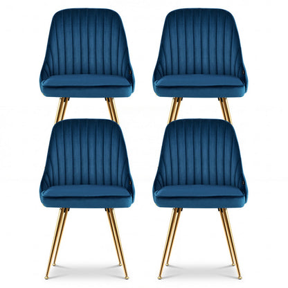 Artiss Dining Chairs Set of 4 Velvet Channel Tufted Blue UPHO-D-DIN203C-VEL-BLX4