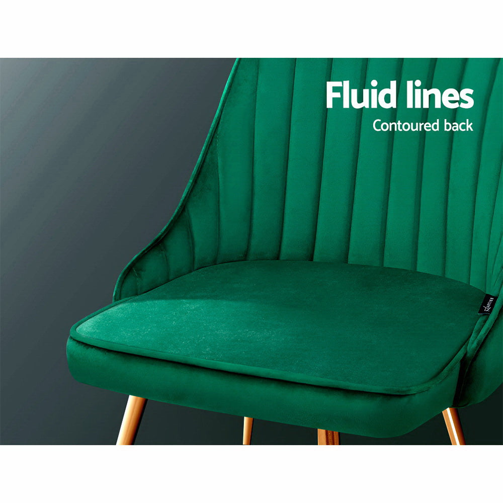 Artiss Dining Chairs Set of 2 Velvet Channel Tufted Green UPHO-D-DIN203C-VEL-GNX2