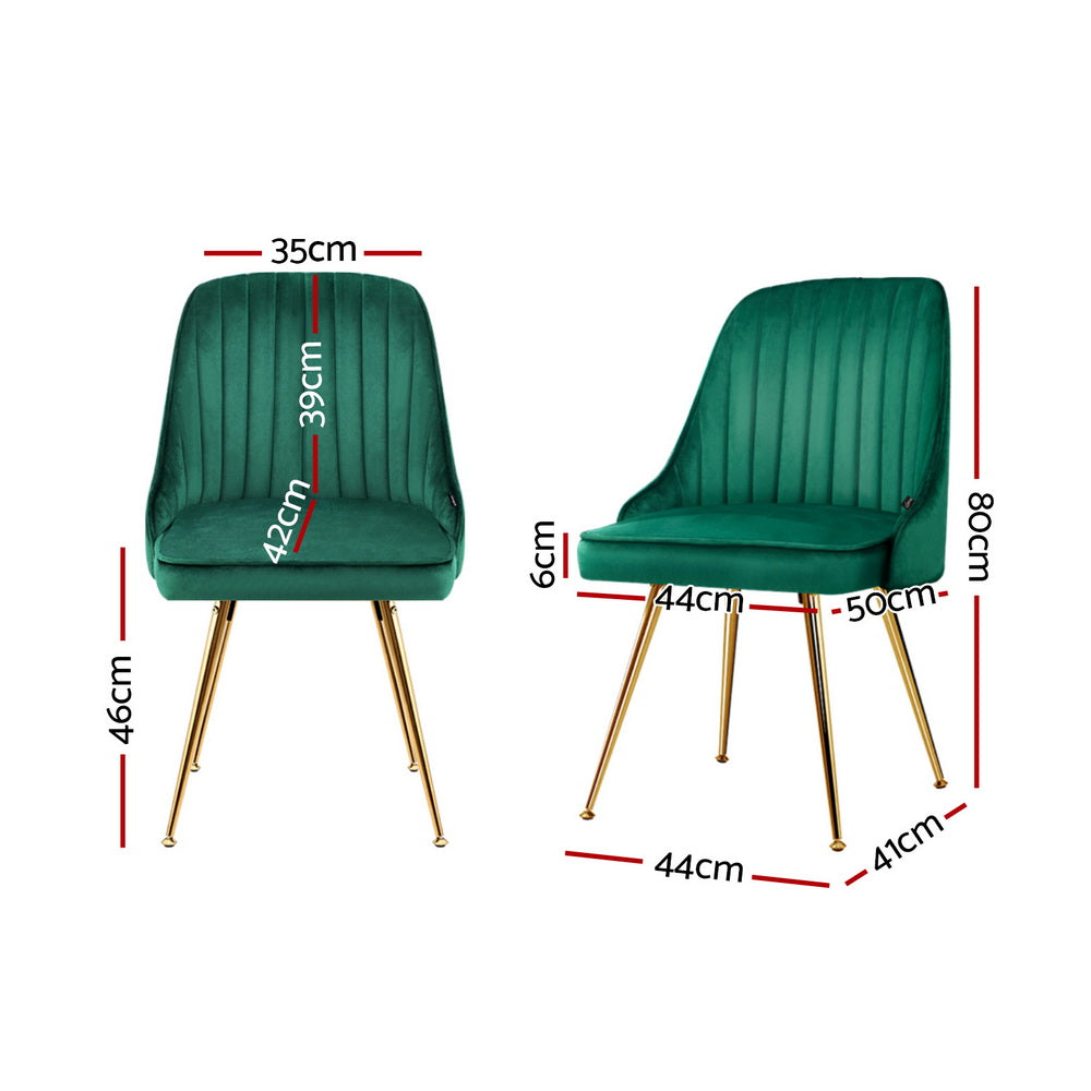 Artiss Dining Chairs Set of 4 Velvet Channel Tufted Green UPHO-D-DIN203C-VEL-GNX4