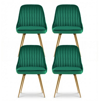 Artiss Dining Chairs Set of 4 Velvet Channel Tufted Green UPHO-D-DIN203C-VEL-GNX4