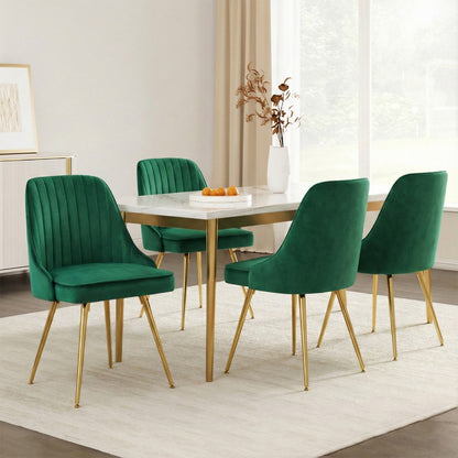 Artiss Dining Chairs Set of 4 Velvet Channel Tufted Green UPHO-D-DIN203C-VEL-GNX4