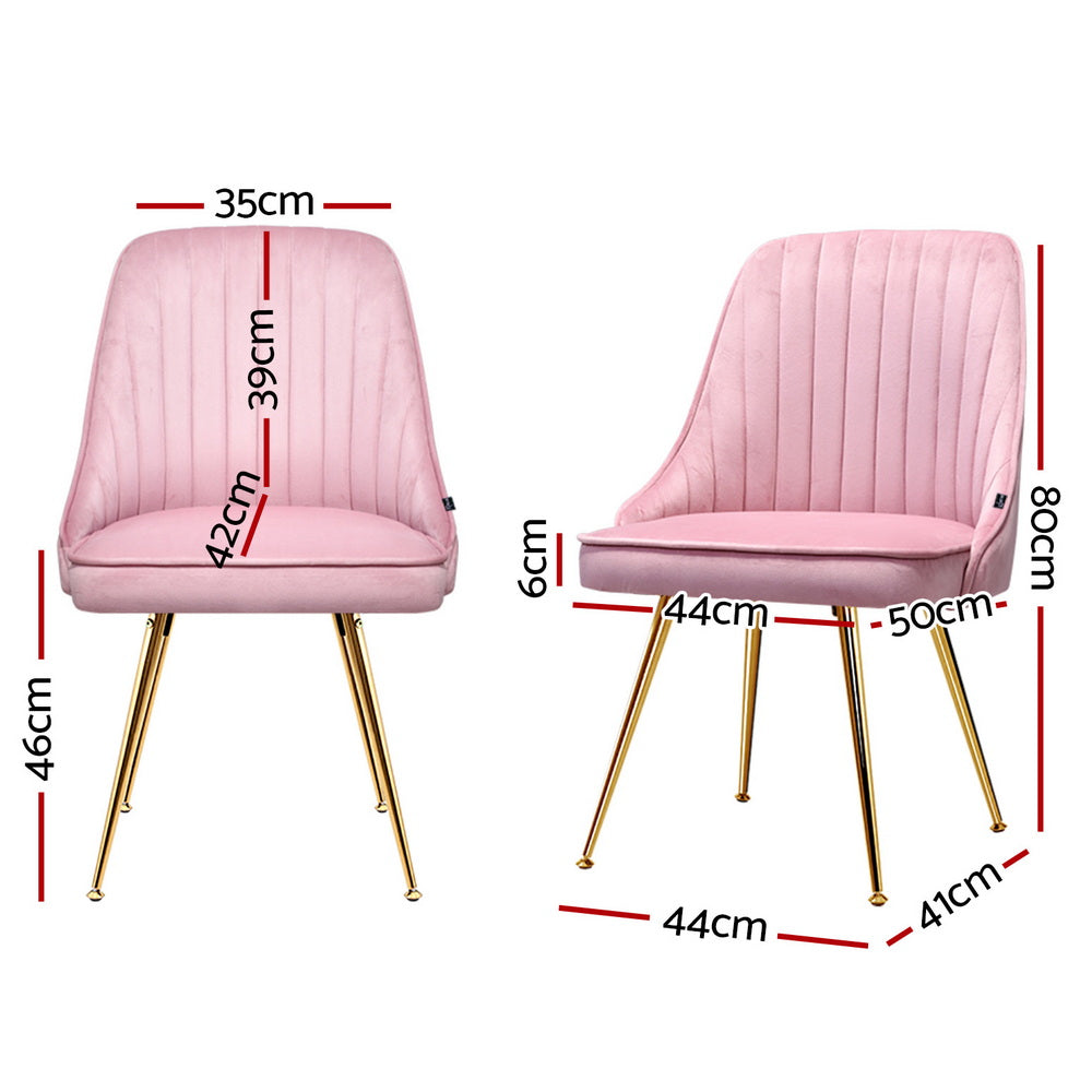 Artiss Dining Chairs Set of 4 Velvet Channel Tufted Pink UPHO-D-DIN203C-VEL-PKX4