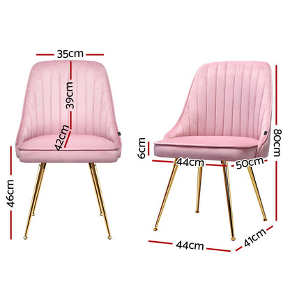 Artiss Dining Chairs Set of 4 Velvet Channel Tufted Pink UPHO-D-DIN203C-VEL-PKX4