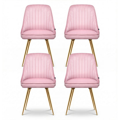 Artiss Dining Chairs Set of 4 Velvet Channel Tufted Pink UPHO-D-DIN203C-VEL-PKX4