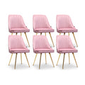 Artiss Dining Chairs Set of 6 Velvet Channel Tufted Pink UPHO-D-DIN203C-VEL-PKX6