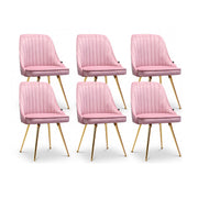 Artiss Dining Chairs Set of 6 Velvet Channel Tufted Pink UPHO-D-DIN203C-VEL-PKX6