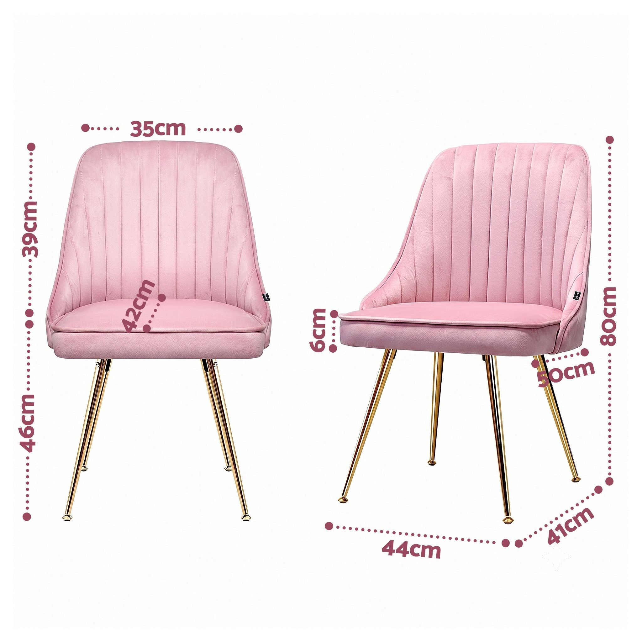 Artiss Dining Chairs Set of 6 Velvet Channel Tufted Pink UPHO-D-DIN203C-VEL-PKX6