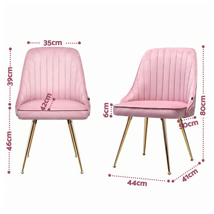 Artiss Dining Chairs Set of 6 Velvet Channel Tufted Pink UPHO-D-DIN203C-VEL-PKX6