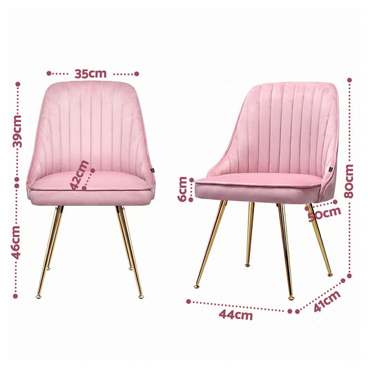 Artiss Dining Chairs Set of 6 Velvet Channel Tufted Pink UPHO-D-DIN203C-VEL-PKX6