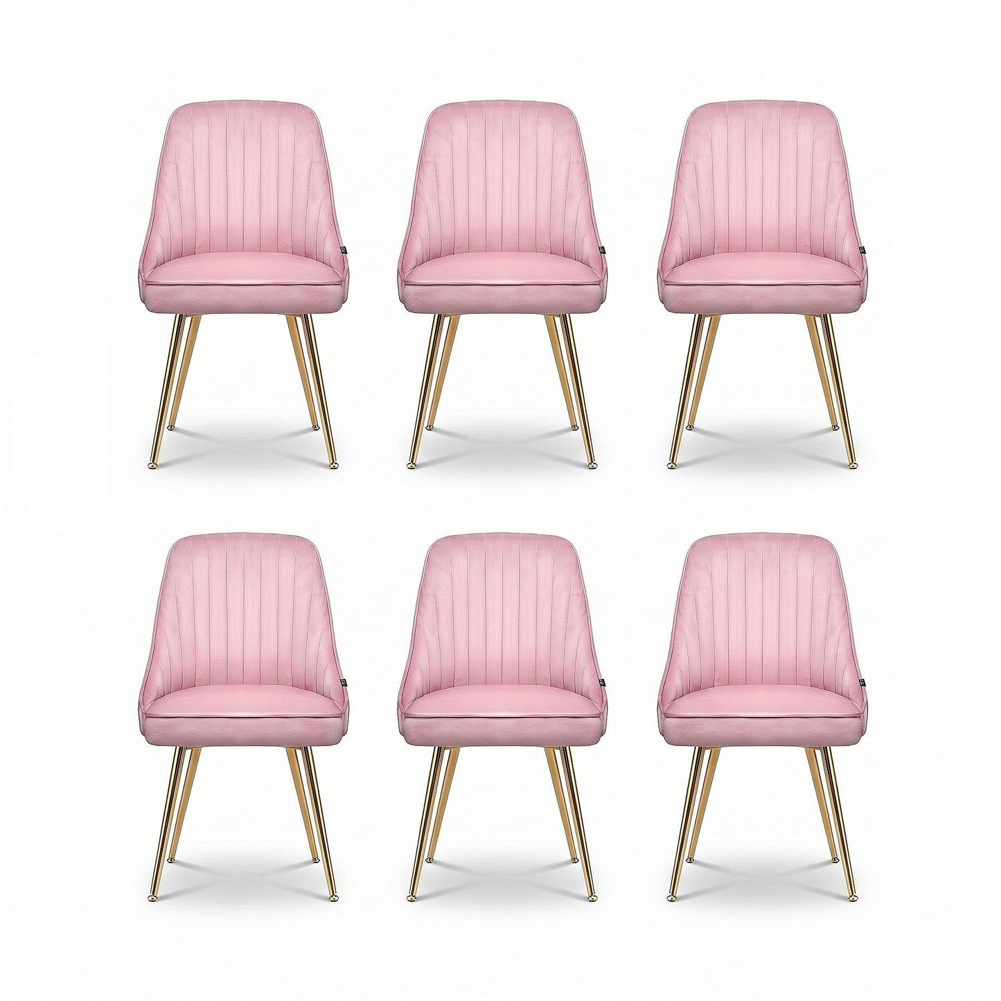 Artiss Dining Chairs Set of 6 Velvet Channel Tufted Pink UPHO-D-DIN203C-VEL-PKX6