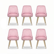 Artiss Dining Chairs Set of 6 Velvet Channel Tufted Pink UPHO-D-DIN203C-VEL-PKX6
