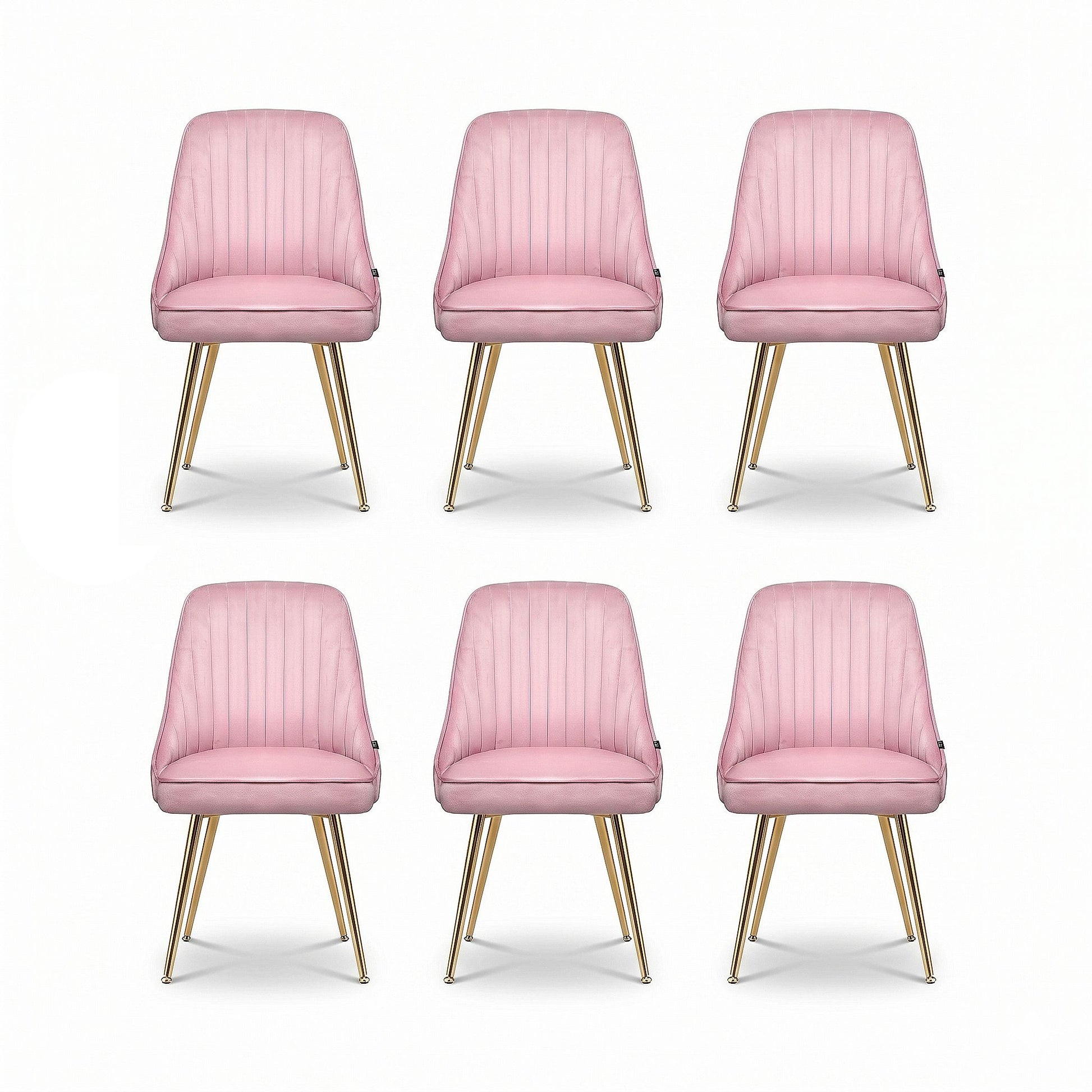 Artiss Dining Chairs Set of 6 Velvet Channel Tufted Pink UPHO-D-DIN203C-VEL-PKX6