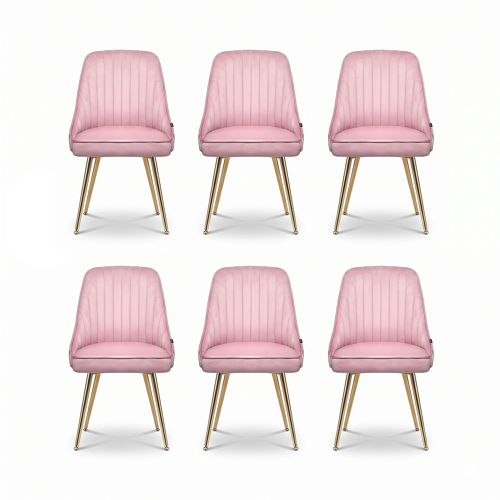 Artiss Dining Chairs Set of 6 Velvet Channel Tufted Pink UPHO-D-DIN203C-VEL-PKX6