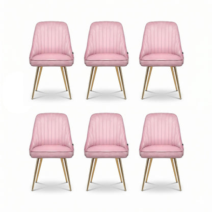 Artiss Dining Chairs Set of 6 Velvet Channel Tufted Pink UPHO-D-DIN203C-VEL-PKX6