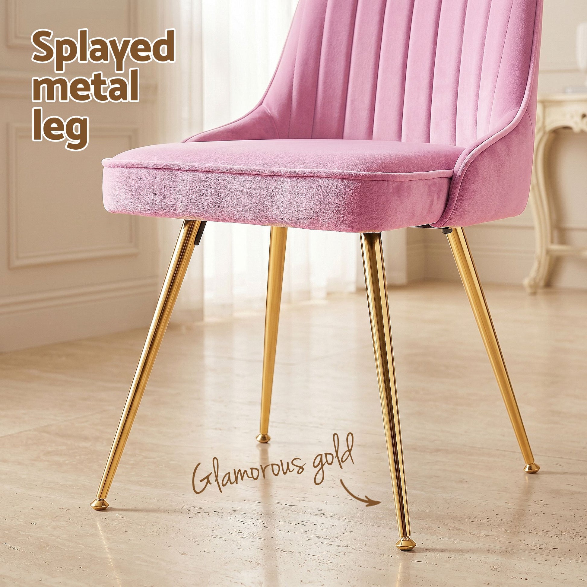 Artiss Dining Chairs Set of 6 Velvet Channel Tufted Pink UPHO-D-DIN203C-VEL-PKX6