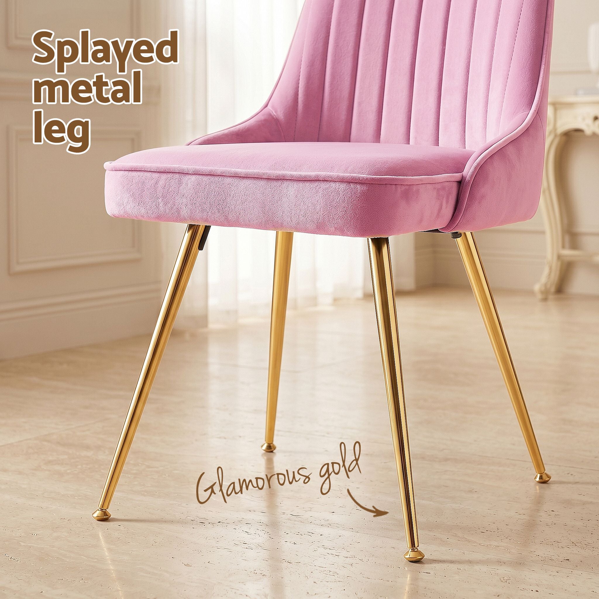 Artiss Dining Chairs Set of 6 Velvet Channel Tufted Pink UPHO-D-DIN203C-VEL-PKX6