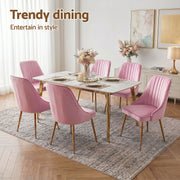 Artiss Dining Chairs Set of 6 Velvet Channel Tufted Pink UPHO-D-DIN203C-VEL-PKX6