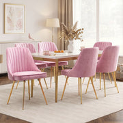 Artiss Dining Chairs Set of 6 Velvet Channel Tufted Pink UPHO-D-DIN203C-VEL-PKX6